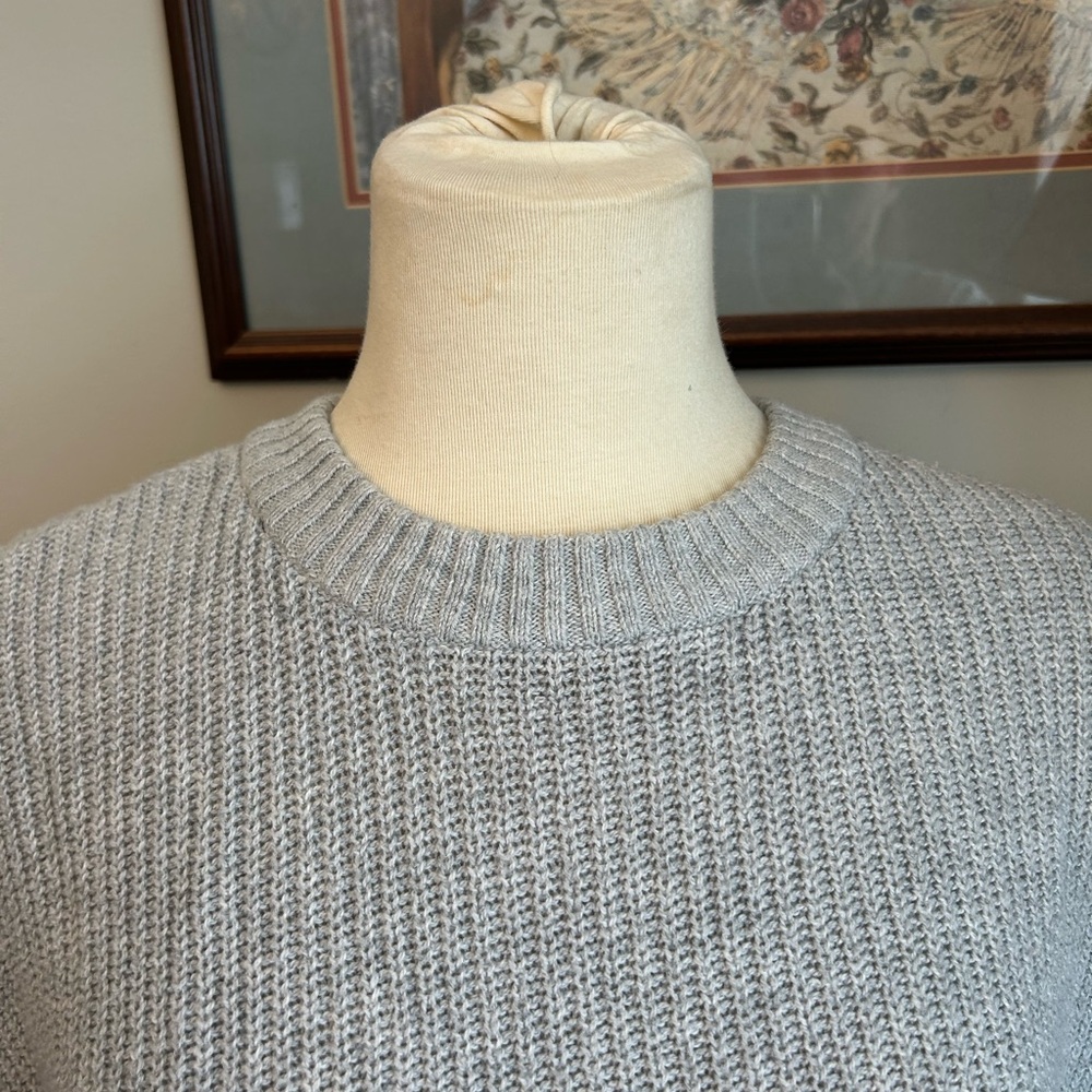 American Eagle Grey Long Sleeve Ribbed Knit Oversize Sweater Size XL Wool Blend - Picture 2 of 13